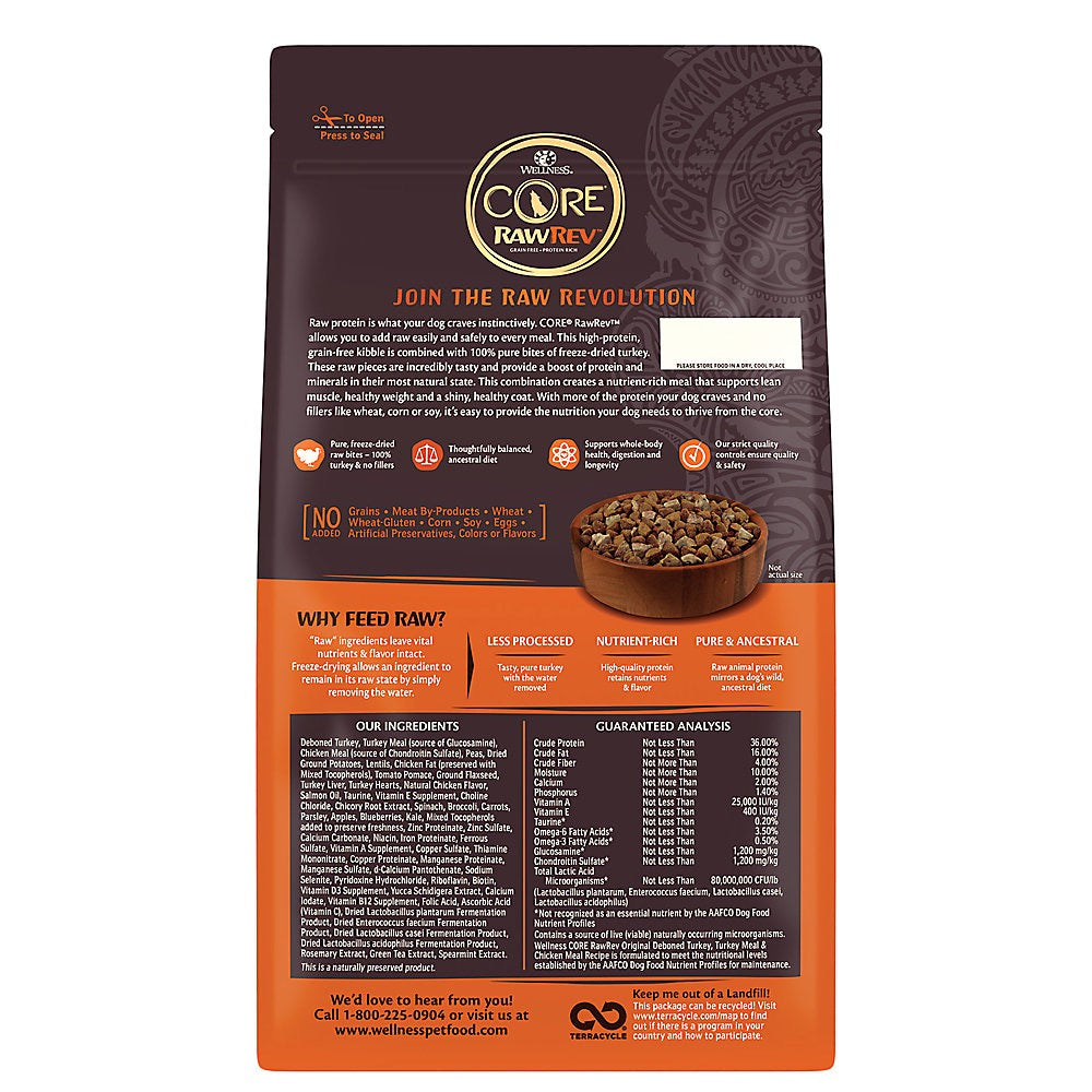 Wellness Core RawRev Deboned Turkey & Chicken Meal Dry Dog Food (4lb)
