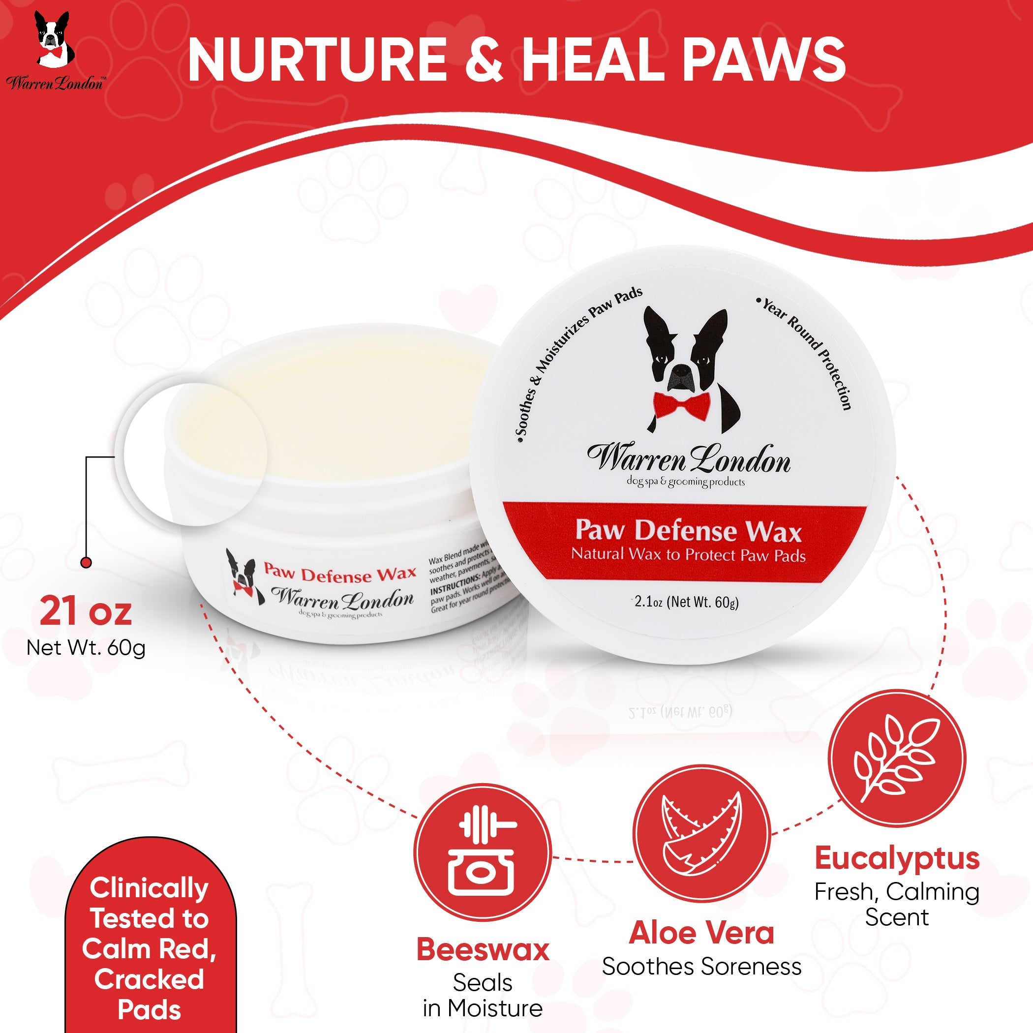 Paw Defense Wax - Soothes, Moisturizes and Protects Dogs Paw Pads