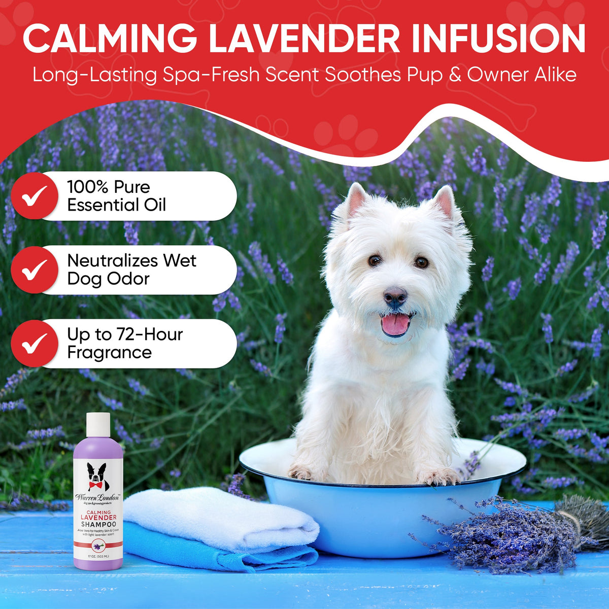 Calming Lavender Dog Shampoo w/Aloe Vera & Essential Oils - Professional Size | HT Animal Supply