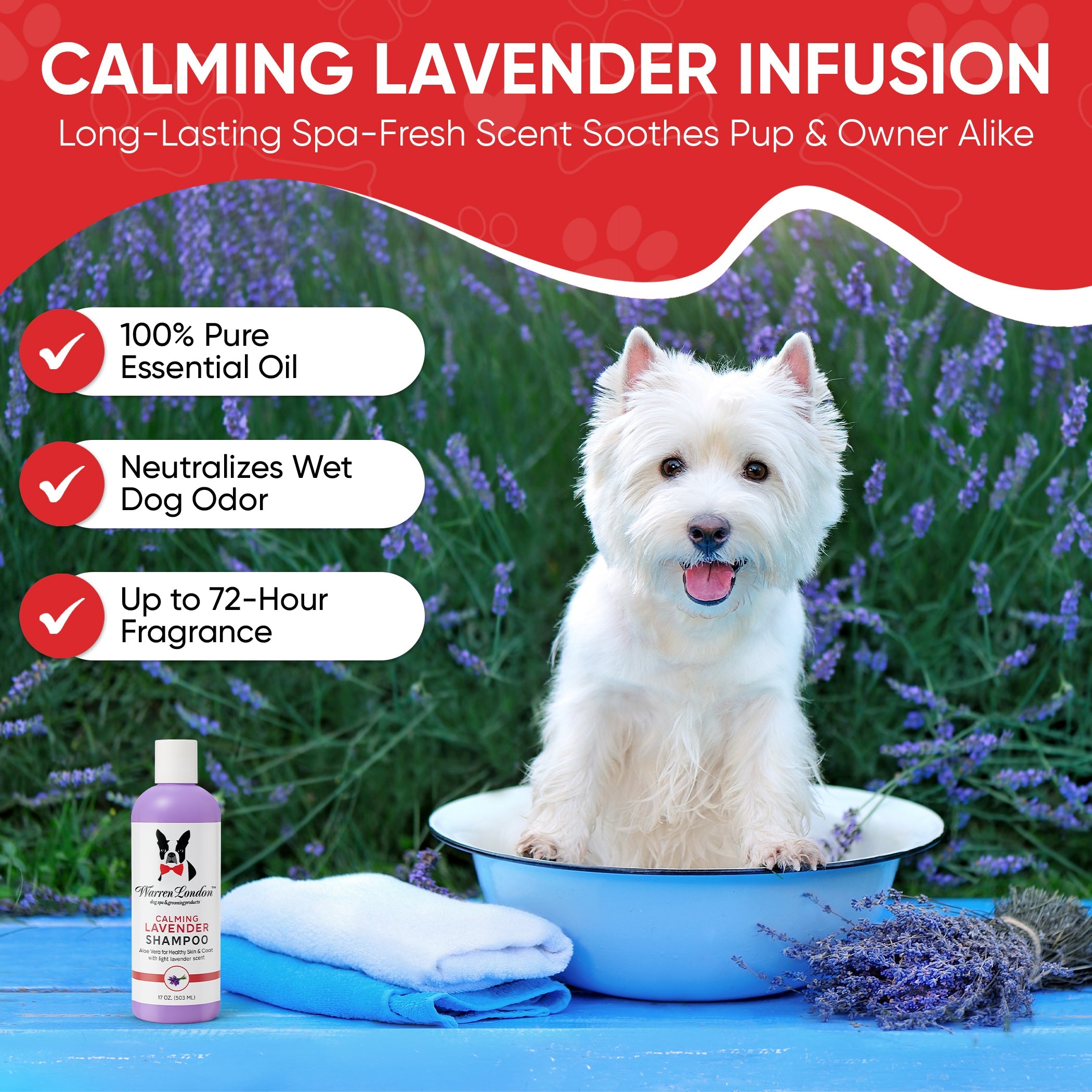 Calming Lavender Dog Shampoo w/Aloe Vera & Essential Oils - Professional Size
