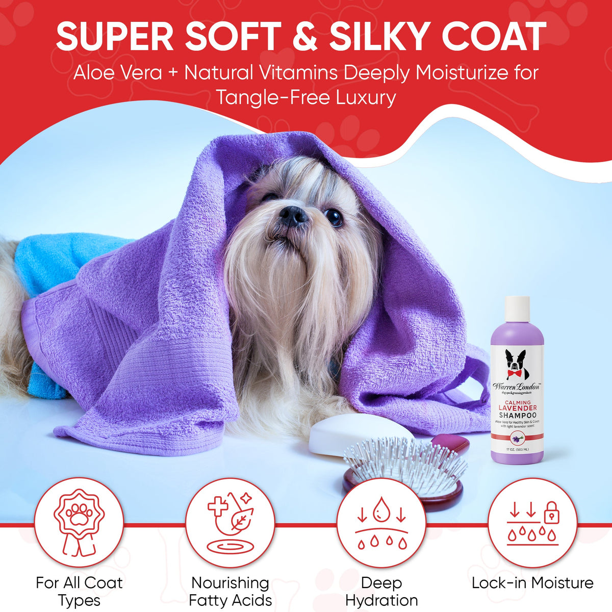 Calming Lavender Dog Shampoo w/Aloe Vera & Essential Oils - Professional Size | HT Animal Supply