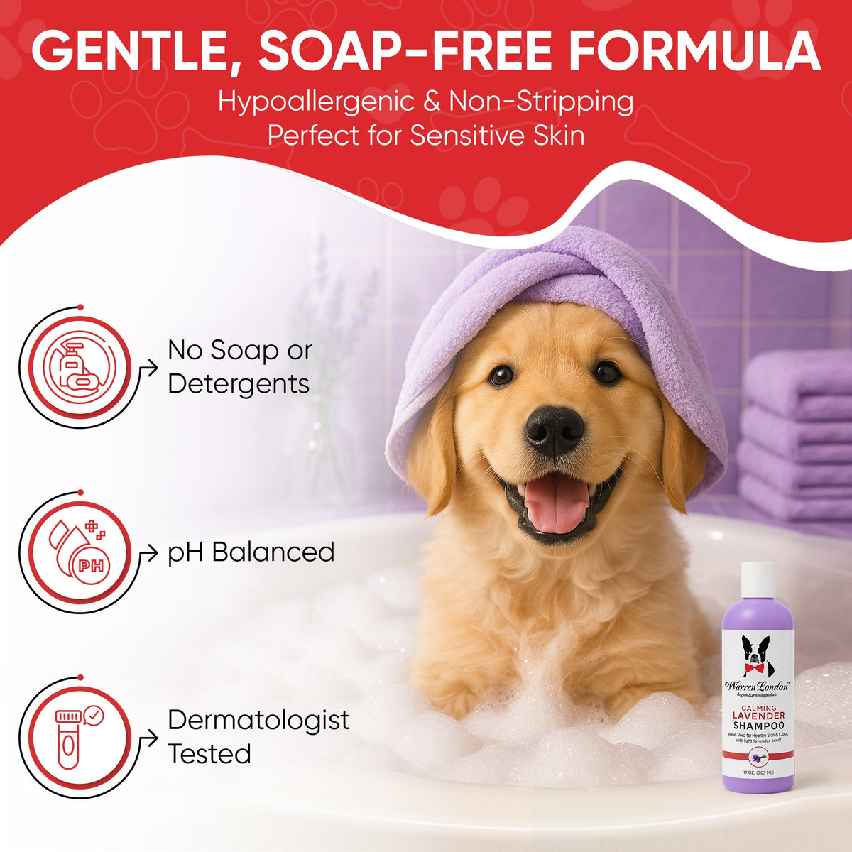 Calming Lavender Dog Shampoo w/Aloe Vera & Essential Oils - Professional Size | HT Animal Supply