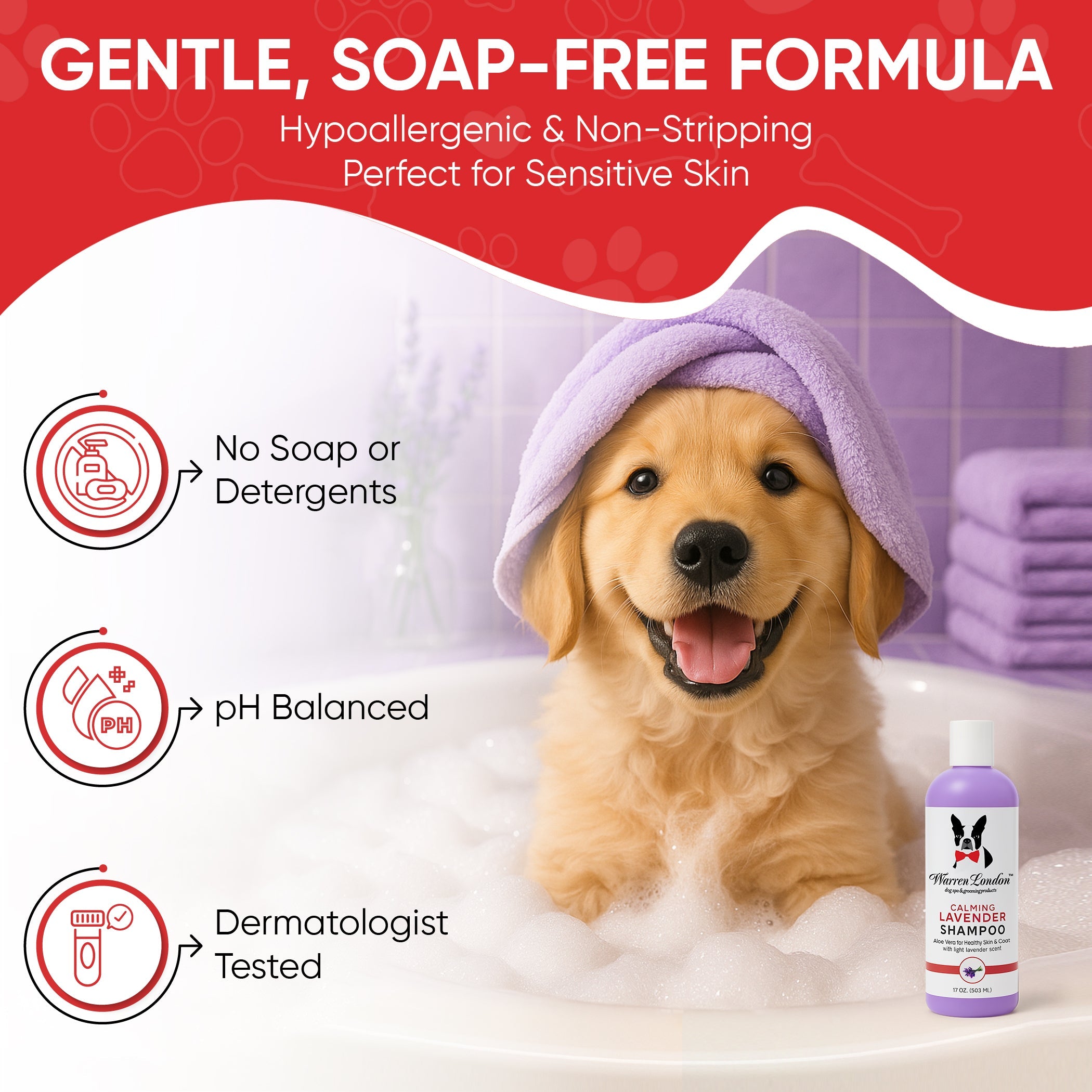 Calming Lavender Dog Shampoo w/Aloe Vera & Essential Oils - Professional Size