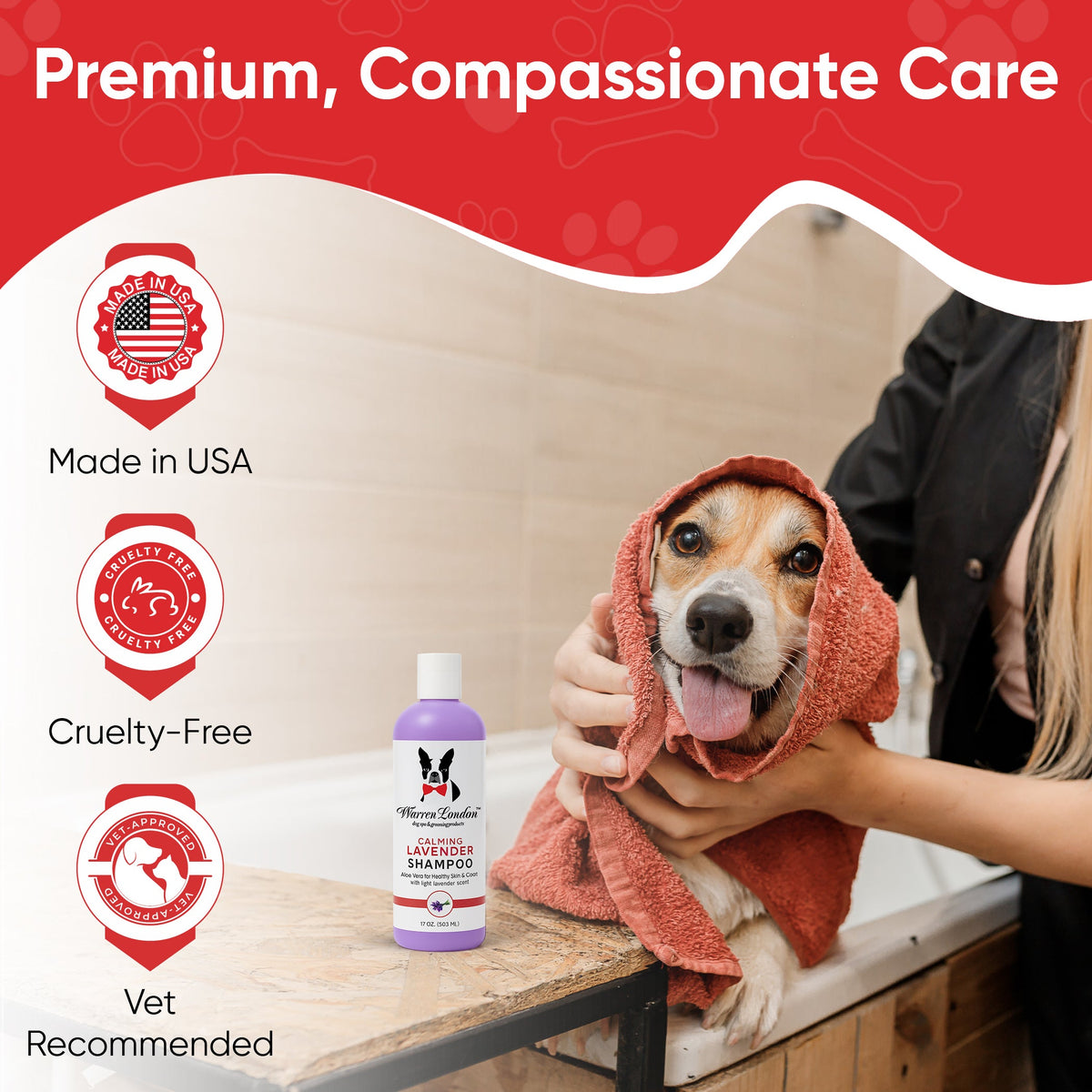 Calming Lavender Dog Shampoo w/Aloe Vera & Essential Oils - Professional Size | HT Animal Supply