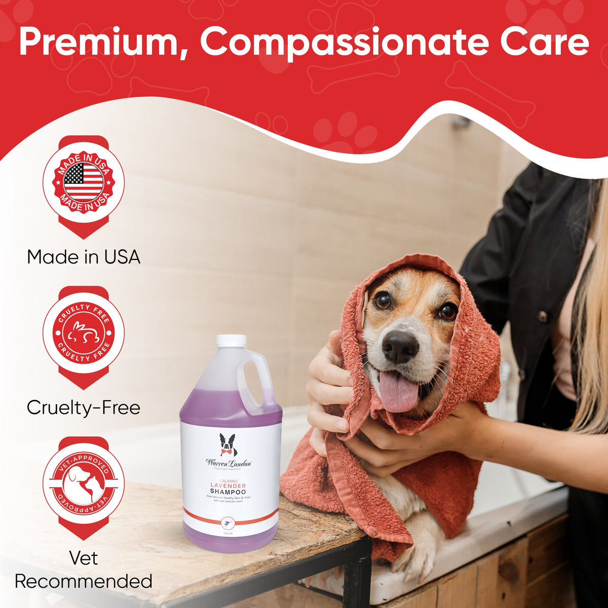 Calming Lavender Dog Shampoo w/Aloe Vera & Essential Oils - Professional Size | HT Animal Supply