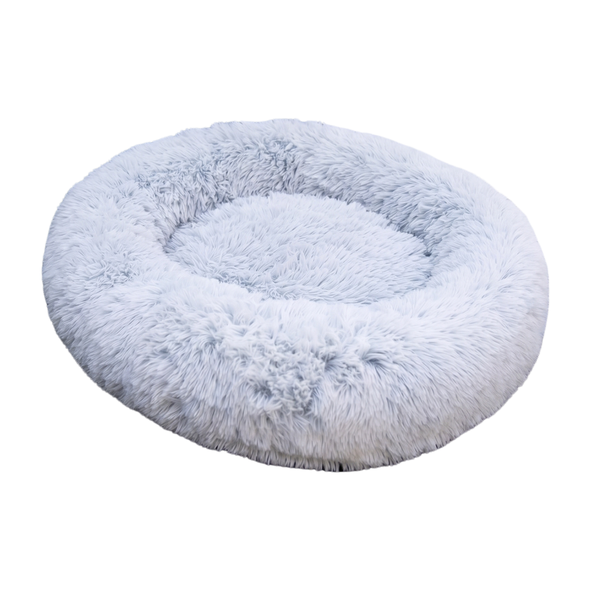 Glow Pups: Light Grey Faux Fur Memory Foam Bolster Dog Bed