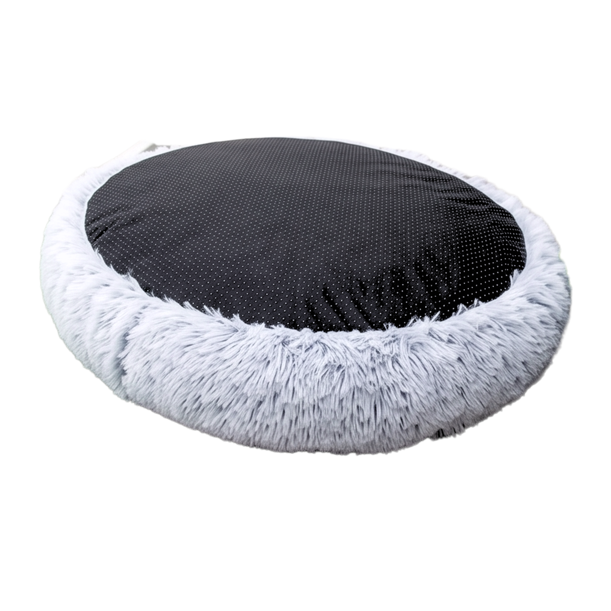 Glow Pups: Light Grey Faux Fur Memory Foam Bolster Dog Bed