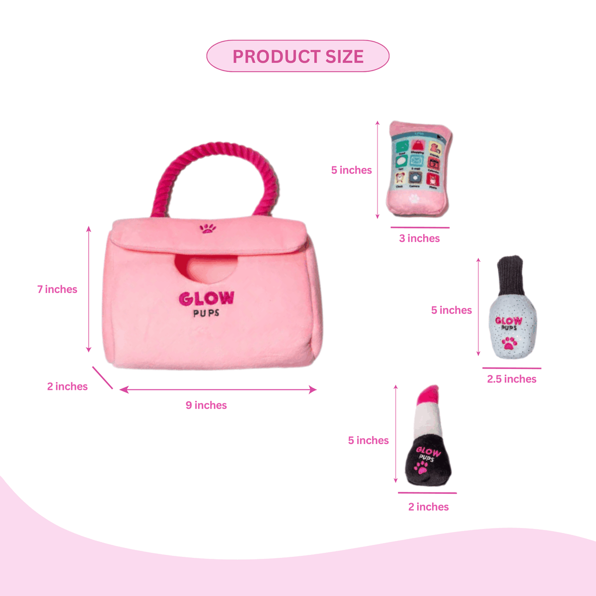 Glow Pups: Pink Purse Hide and Seek Plush Dog Toy Set