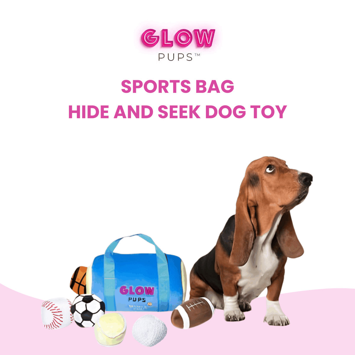 Glow Pups: Sports Bag Hide and Seek Plush Dog Toy Set