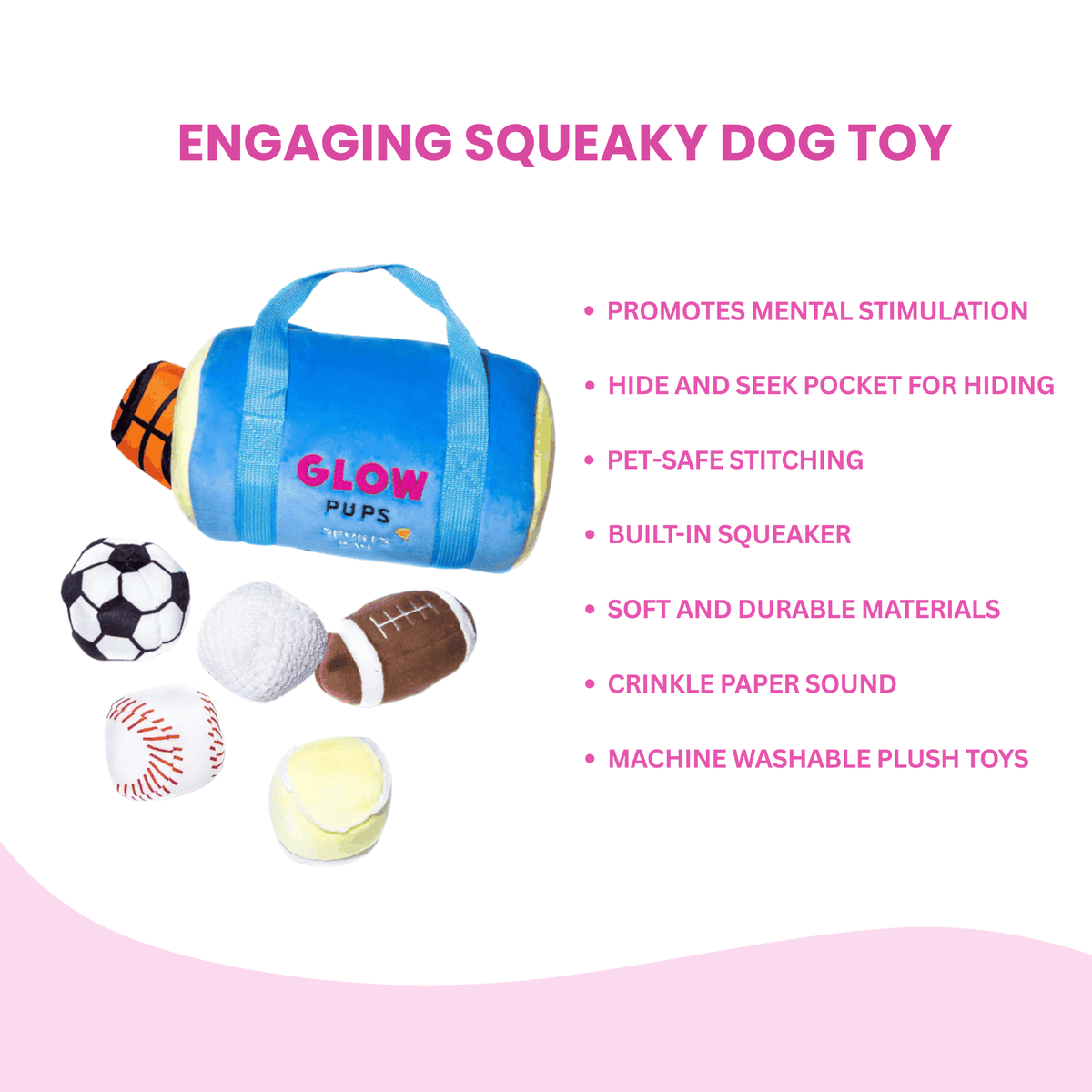 Glow Pups: Sports Bag Hide and Seek Plush Dog Toy Set
