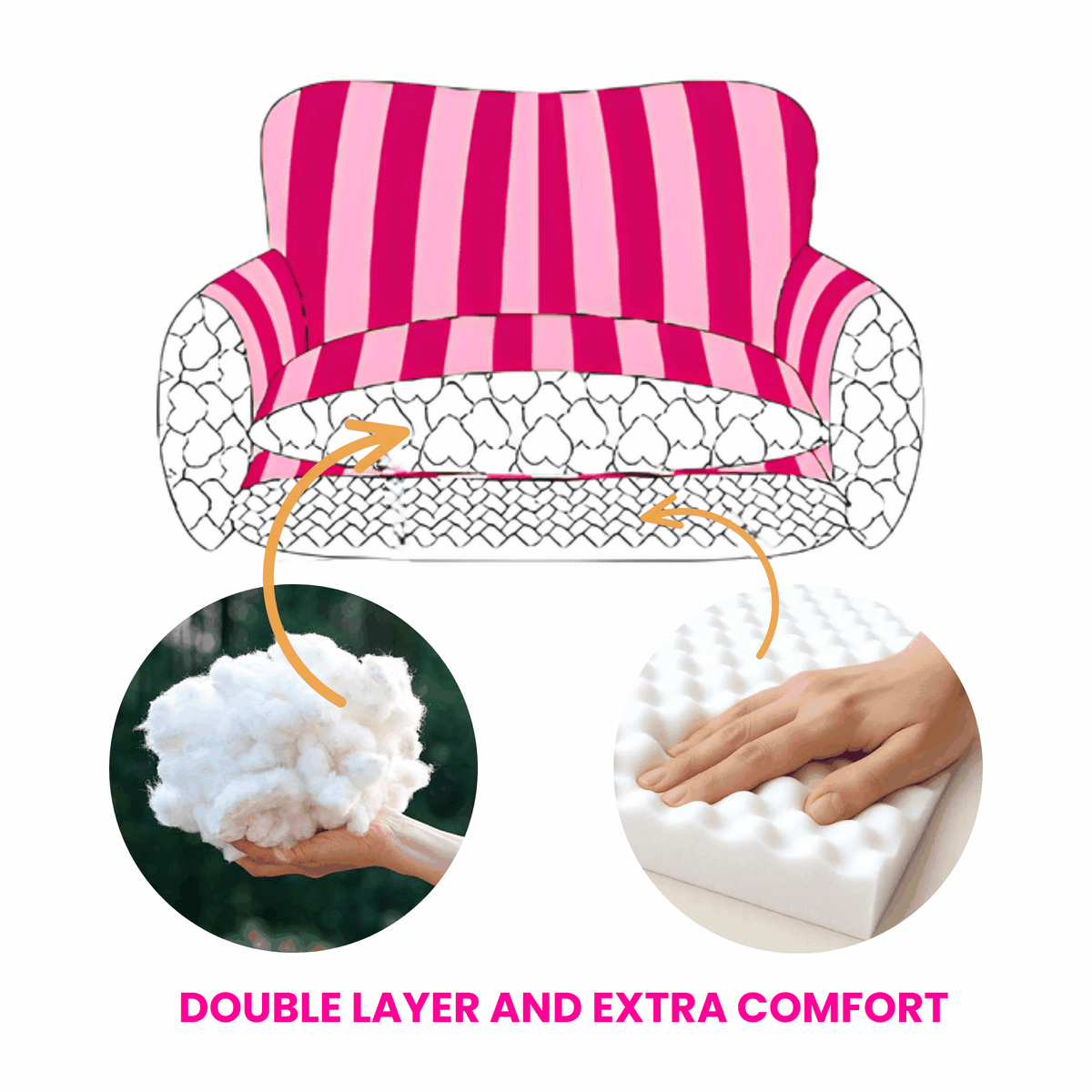 Glow Pups: Pink Striped Sofa Dog Bed