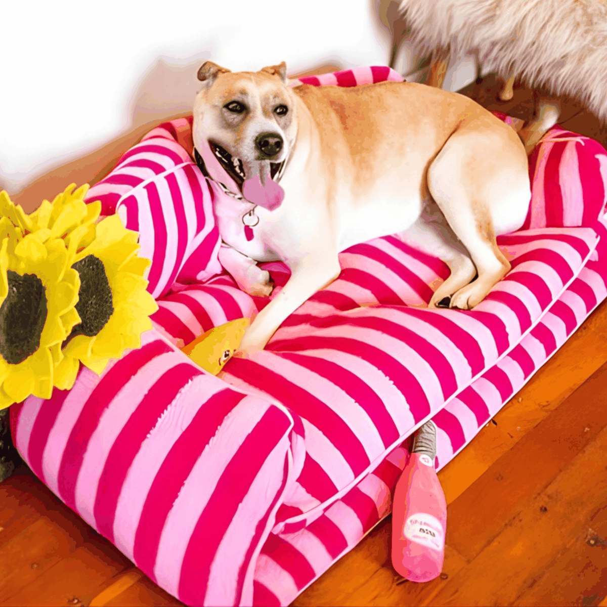 Glow Pups: Pink Striped Sofa Dog Bed