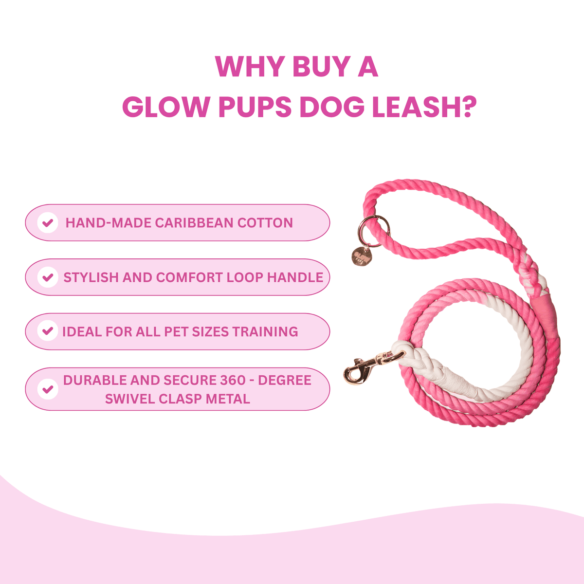 Glow Pups: Pink and White Tie Dye Dog Leash