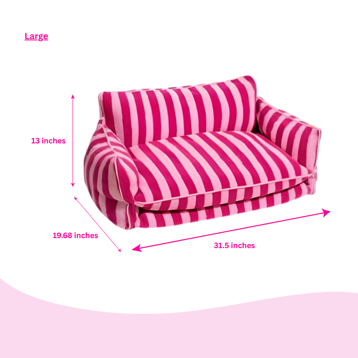 Glow Pups: Pink Striped Sofa Dog Bed