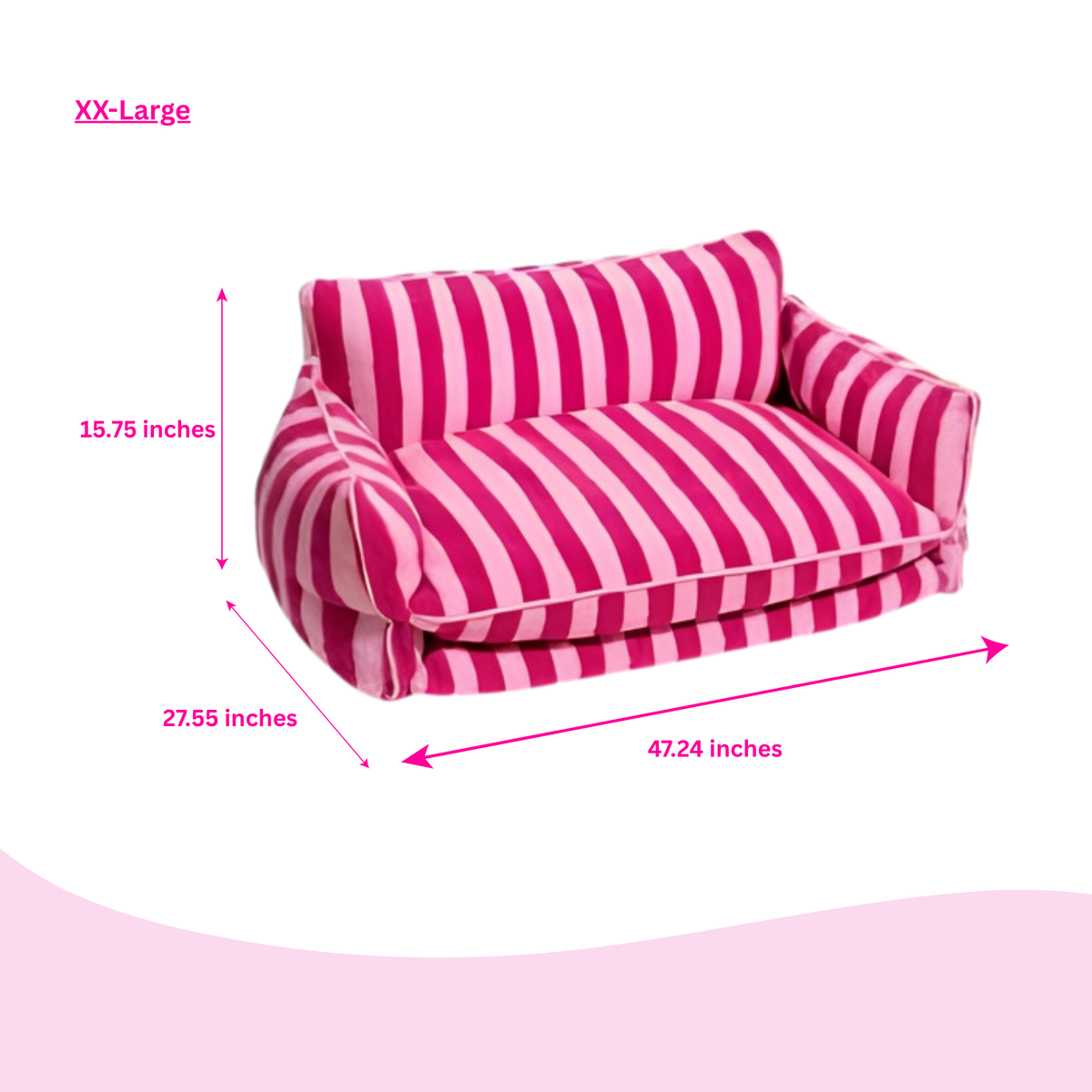 Glow Pups: Pink Striped Sofa Dog Bed