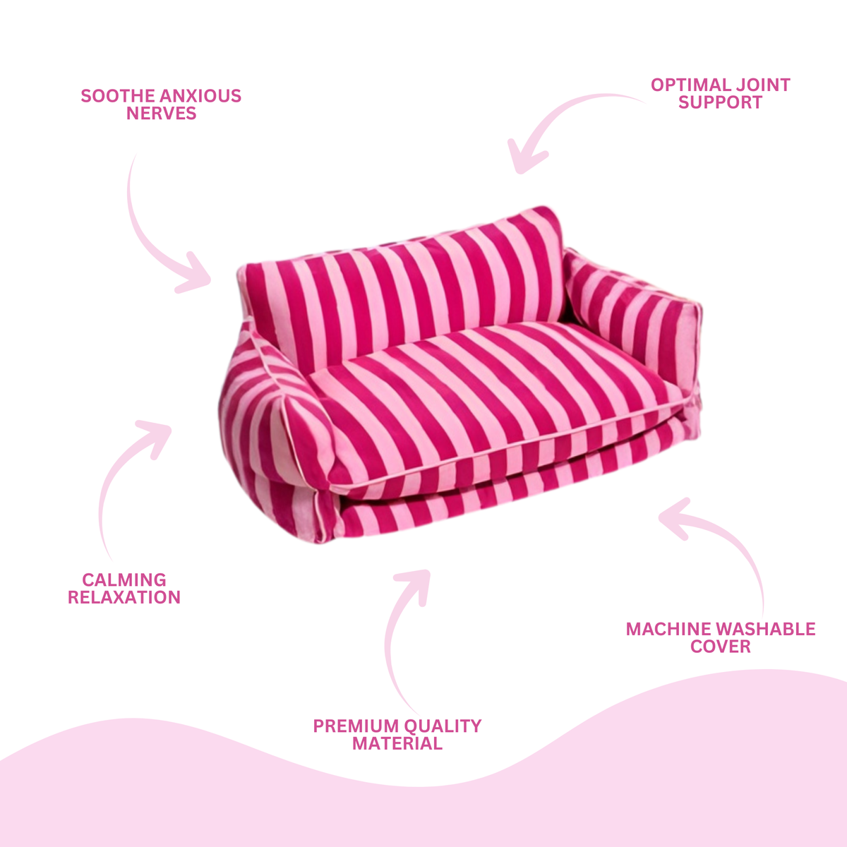 Glow Pups: Pink Striped Sofa Dog Bed