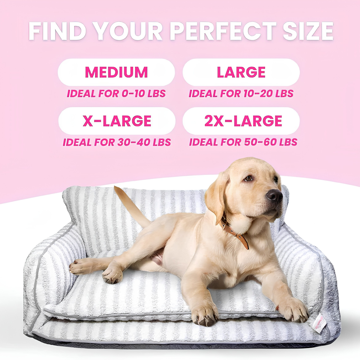 Glow Pups: Pink Striped Sofa Dog Bed