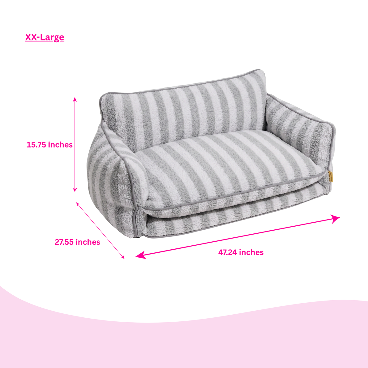 Glow Pups: Grey and White Striped Sofa Dog Bed