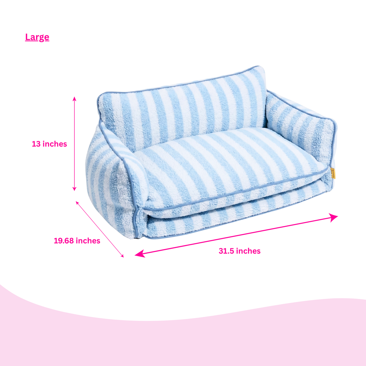 Glow Pups: Light Blue Striped Sofa Dog Bed