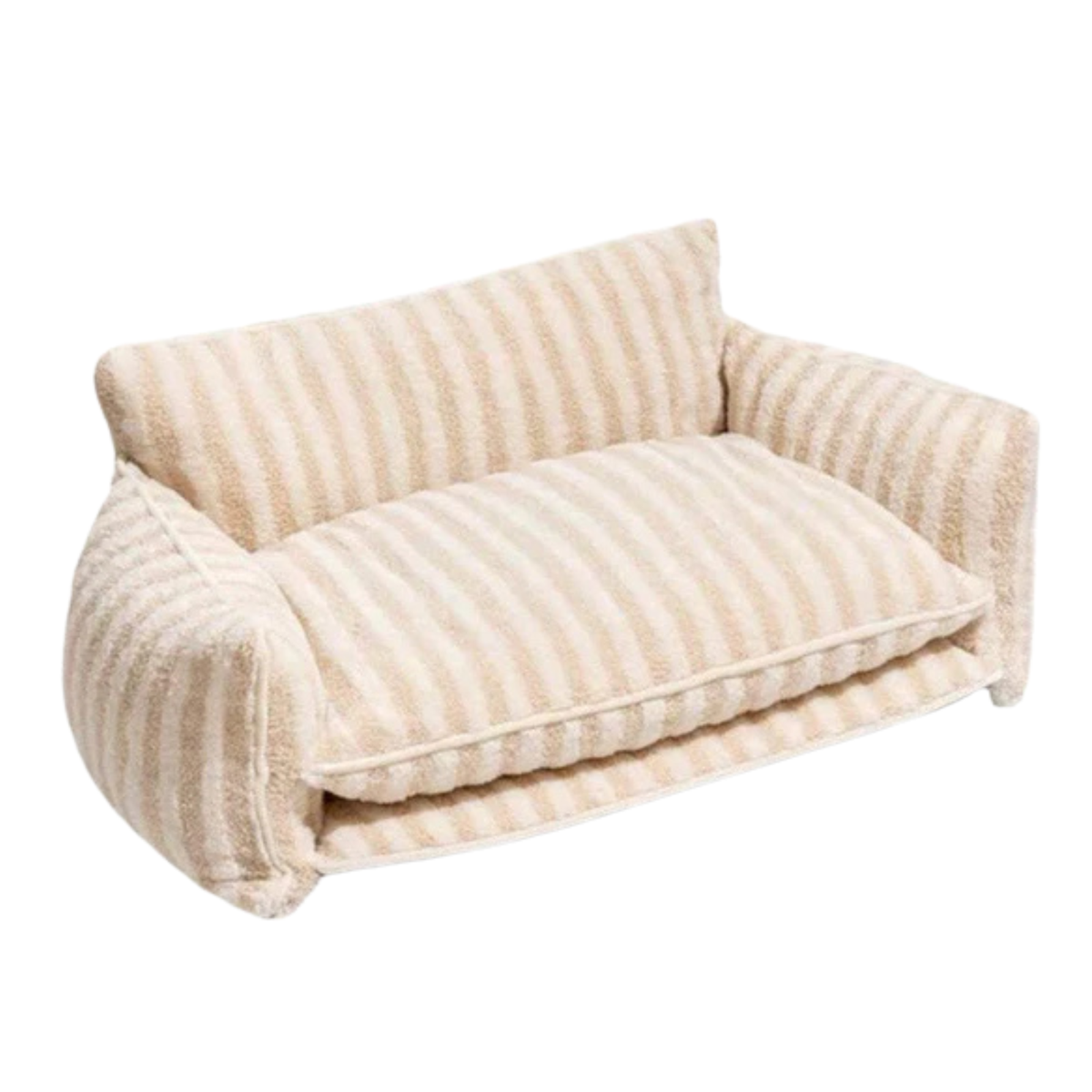Glow Pups: Beige and Cream Striped Sofa Dog Bed