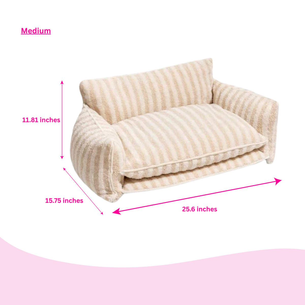 Glow Pups: Beige and Cream Striped Sofa Dog Bed