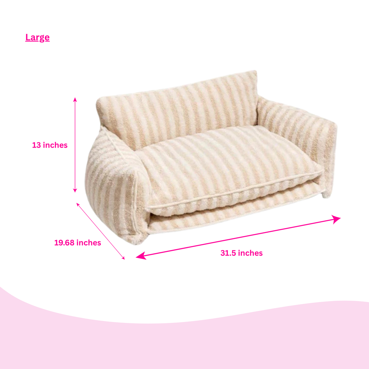 Glow Pups: Beige and Cream Striped Sofa Dog Bed