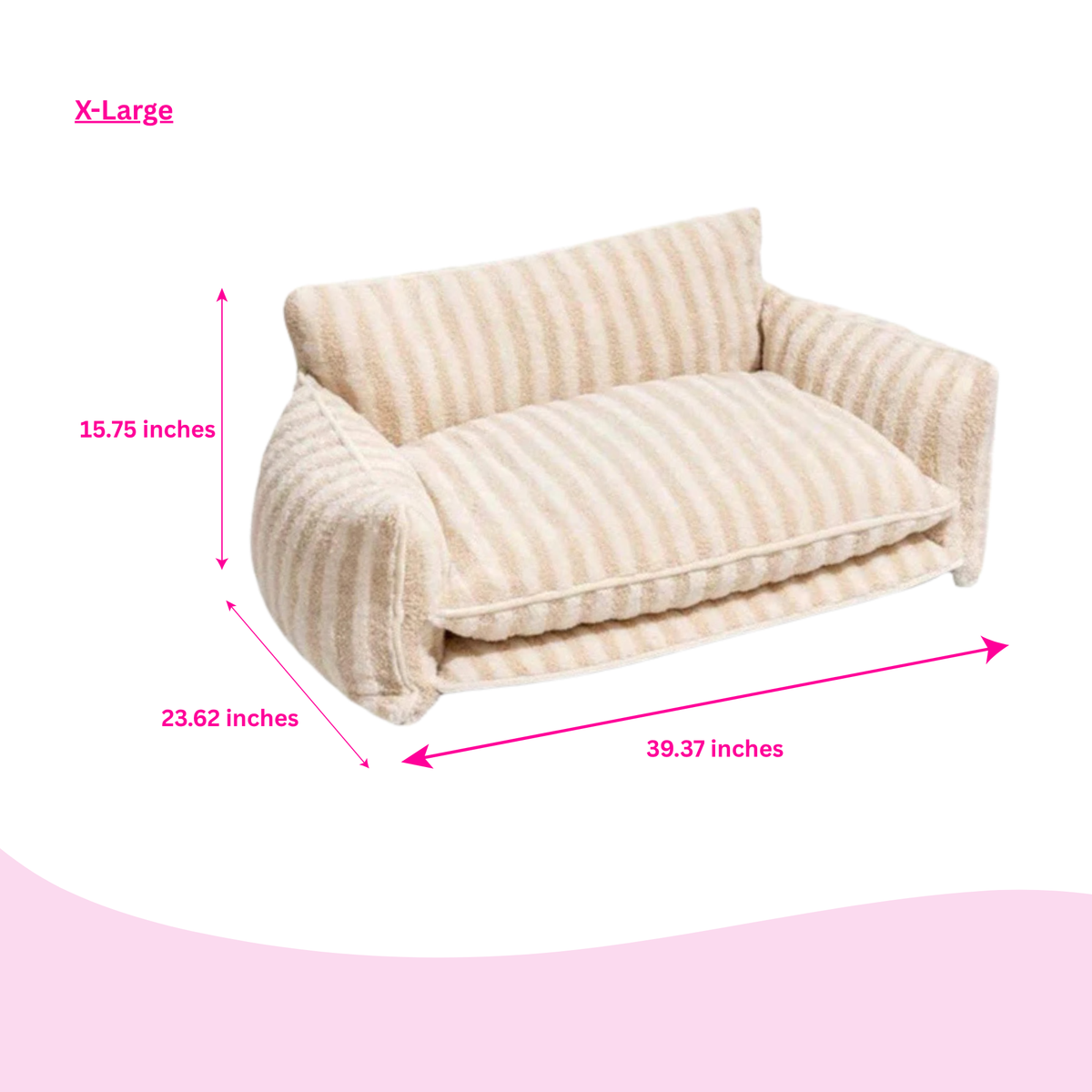 Glow Pups: Beige and Cream Striped Sofa Dog Bed