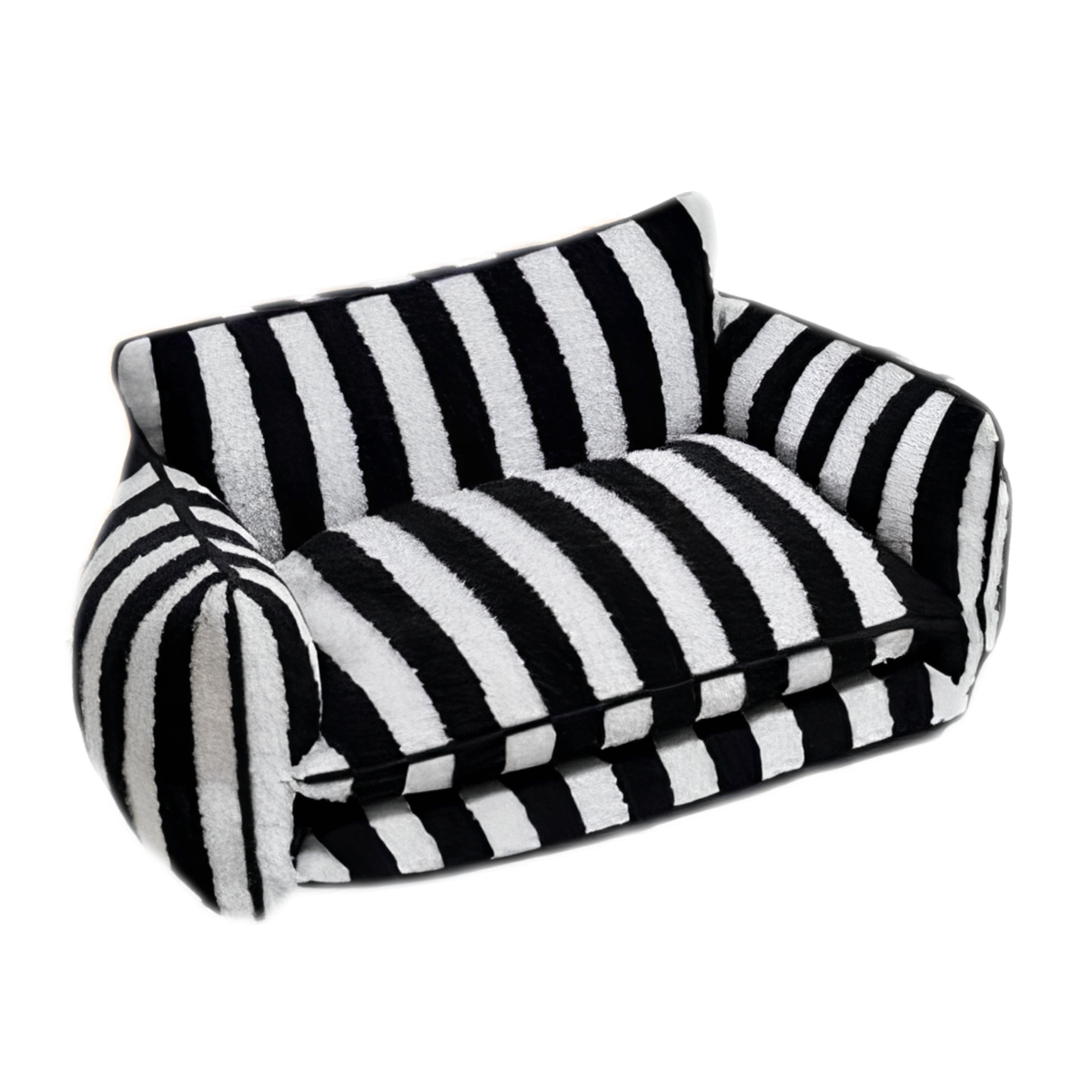 Glow Pups: Black and White Striped Sofa Dog Bed