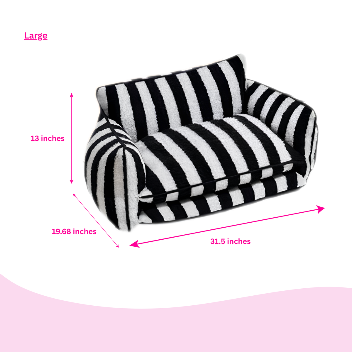 Glow Pups: Black and White Striped Sofa Dog Bed