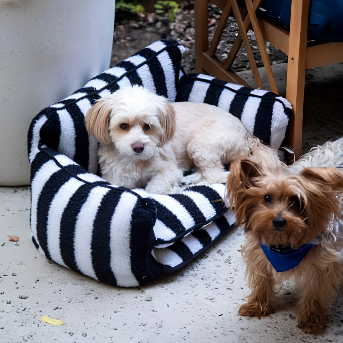 Glow Pups: Black and White Striped Sofa Dog Bed