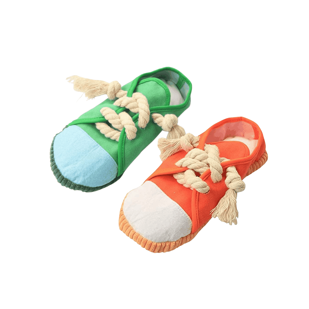 Glow Pups: Lace-Up Fabric Squeaky Dog Toys - 2 Pack