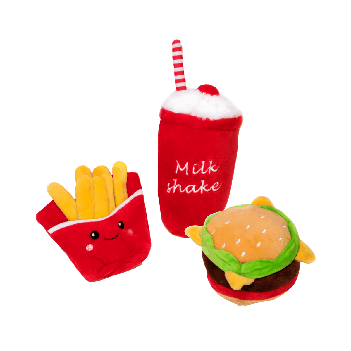 Glow Pups: Doggy Bag Fast Food Squeaky Plush Dog Toy Set
