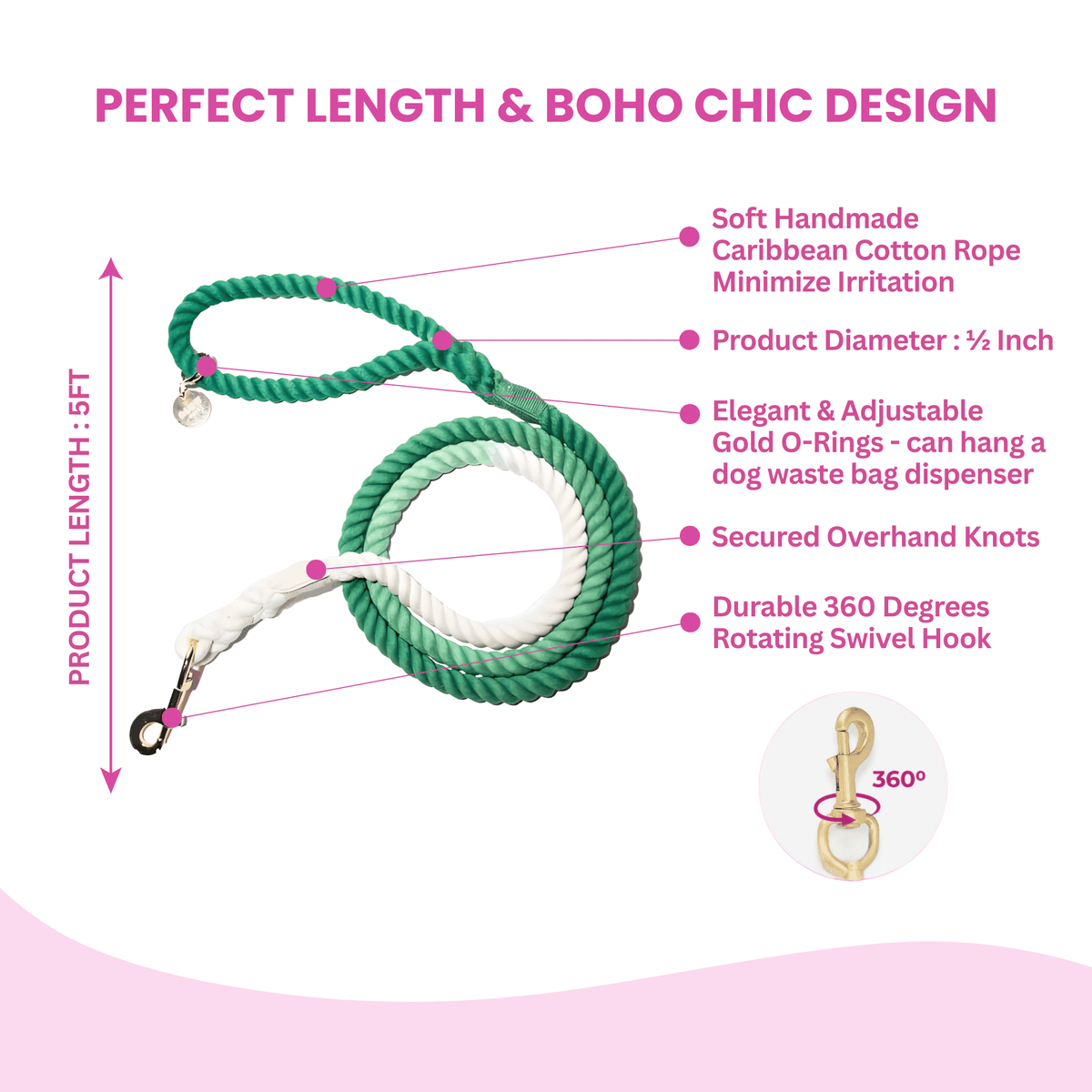 Glow Pups: Green and White Tie Dye Dog Leash