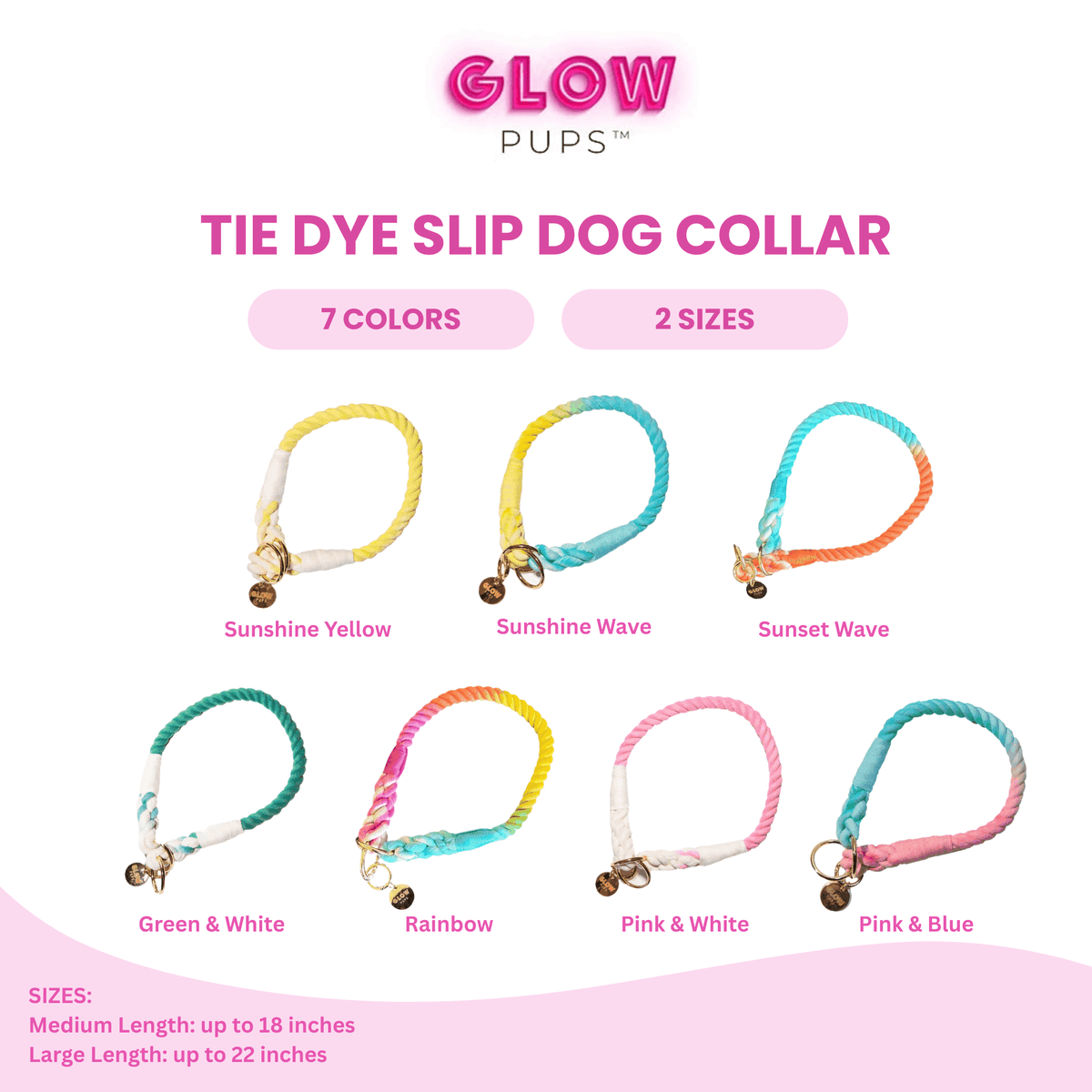 Glow Pups: Rainbow Tie Dye Slip Dog Collar