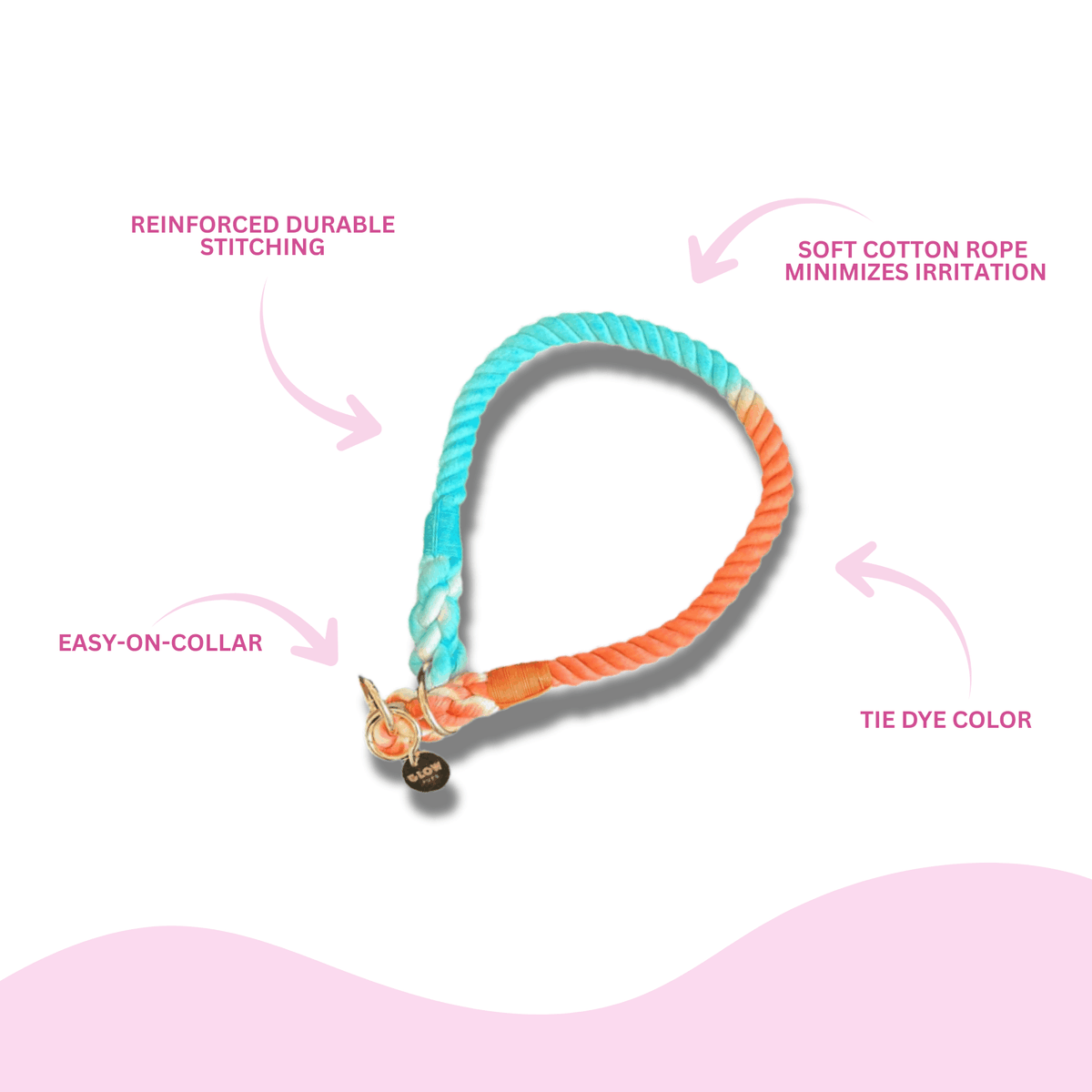 Glow Pups: Sunset Wave Orange and Blue Tie Dye Slip Dog Collar