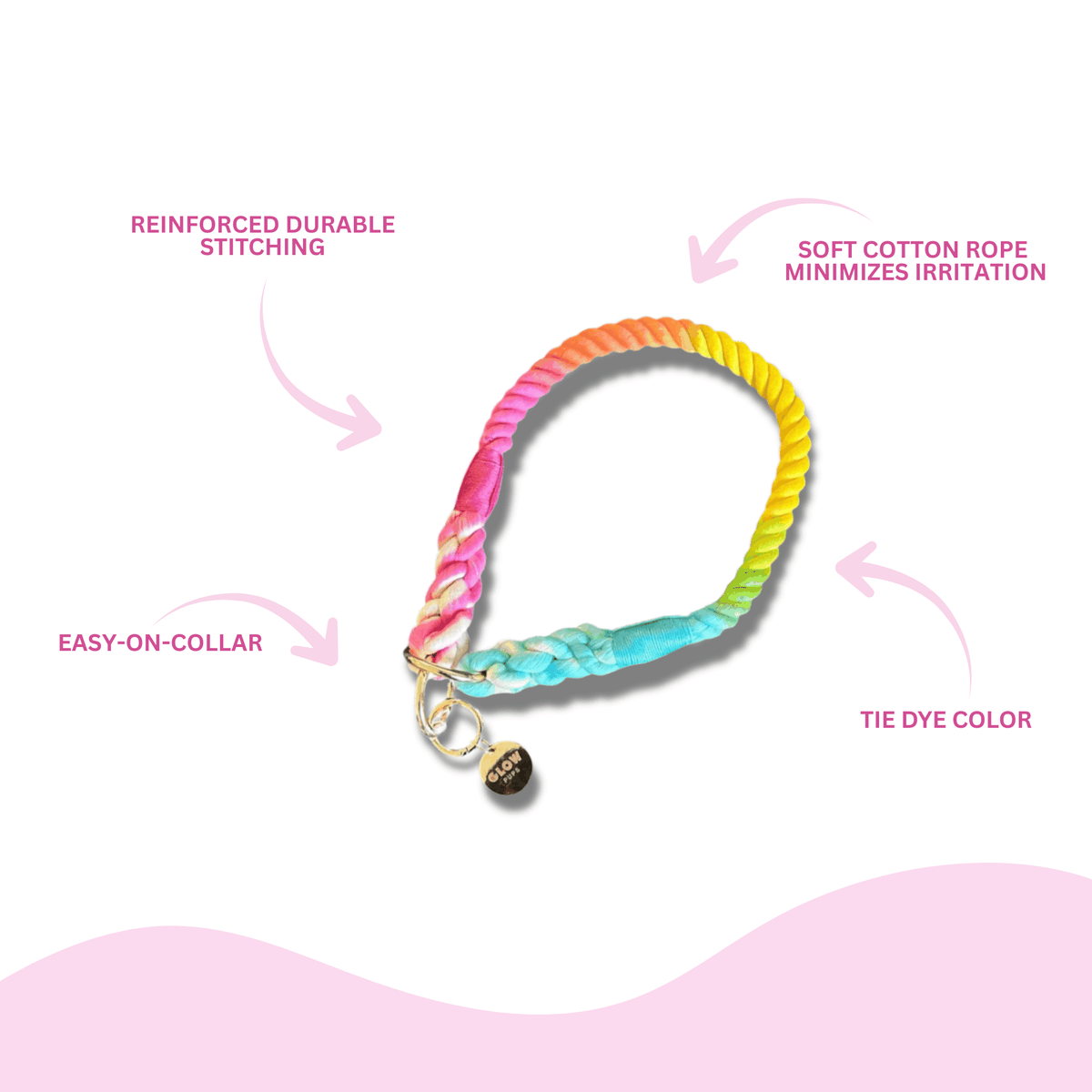 Glow Pups: Rainbow Tie Dye Slip Dog Collar