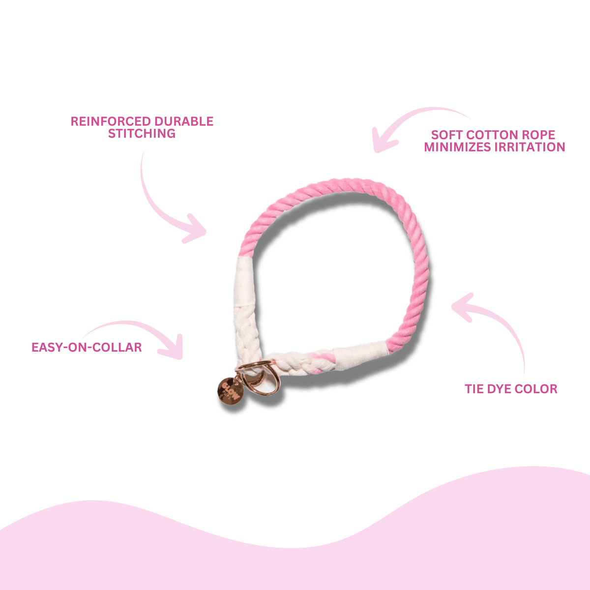 Glow Pups: Pink and White Tie Dye Slip Dog Collar