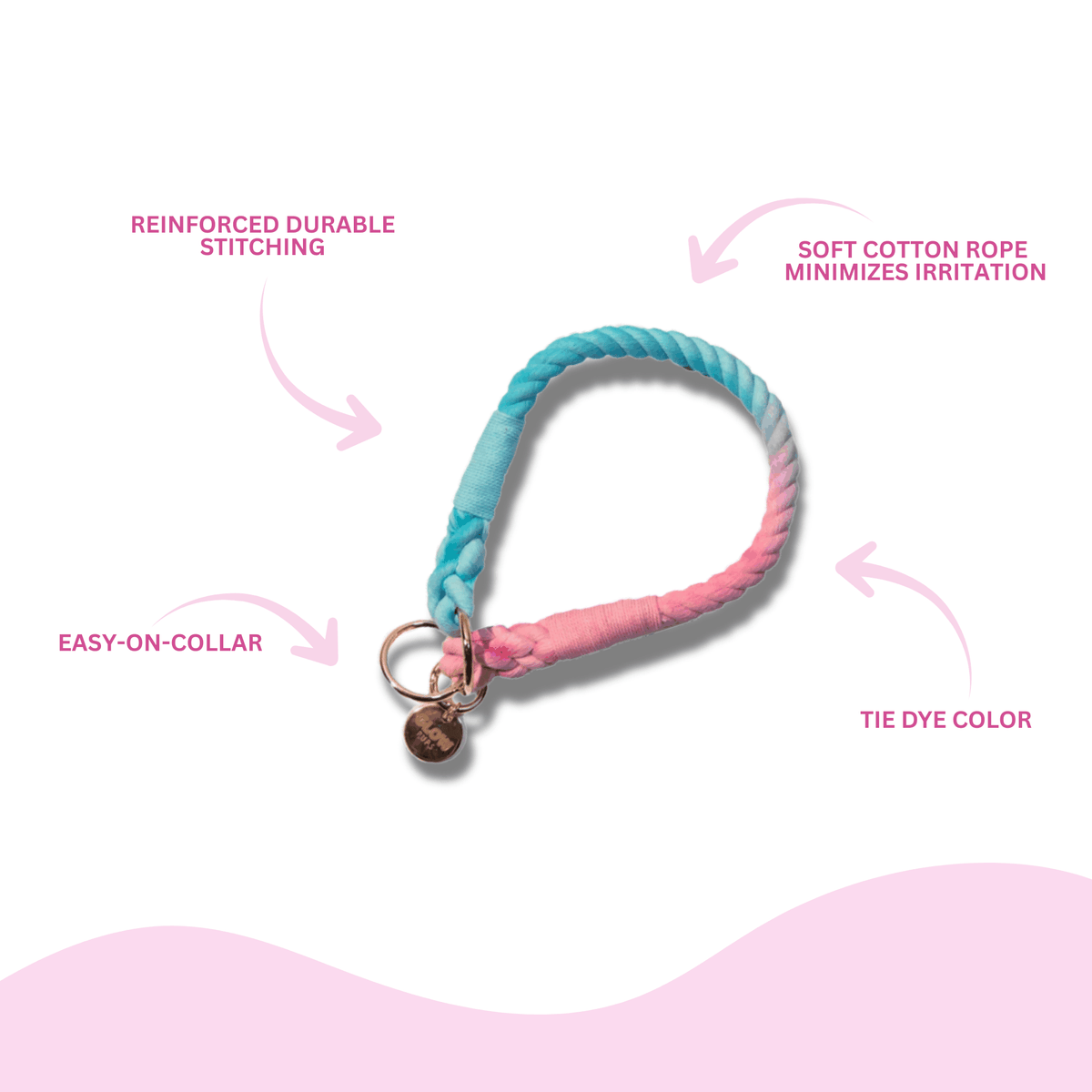 Glow Pups: Pink and Blue Tie Dye Slip Dog Collar