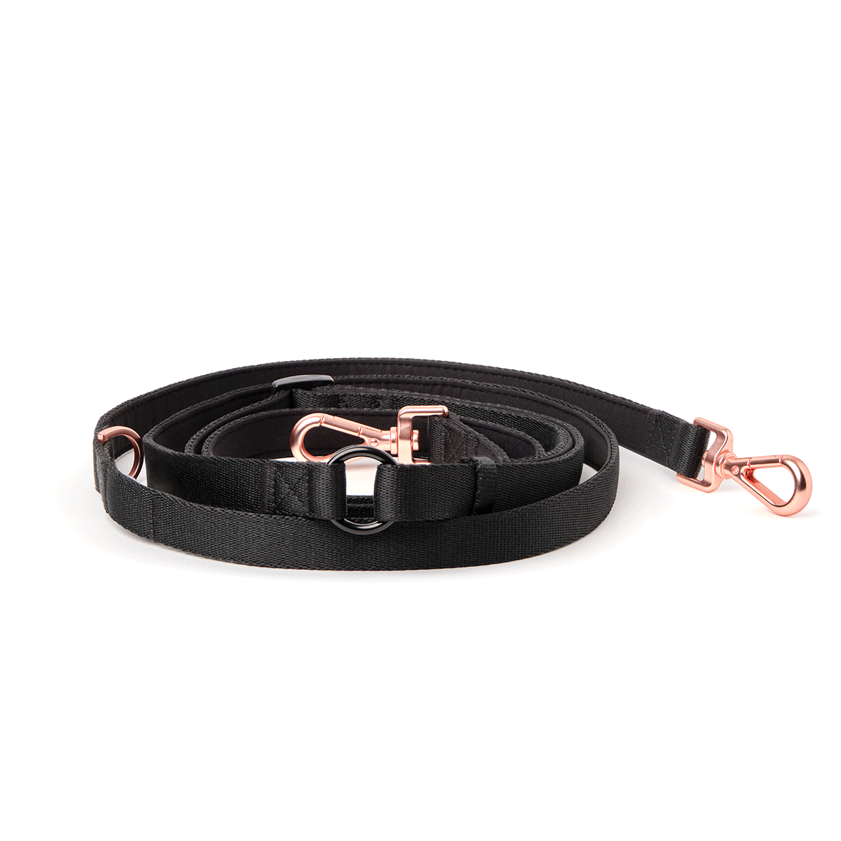 DOGISTRY Metro Hands Free Dog Leash - Black and Matte Rose Gold