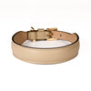 Leather Dog Collar in Mud - Plain, Made in Italy