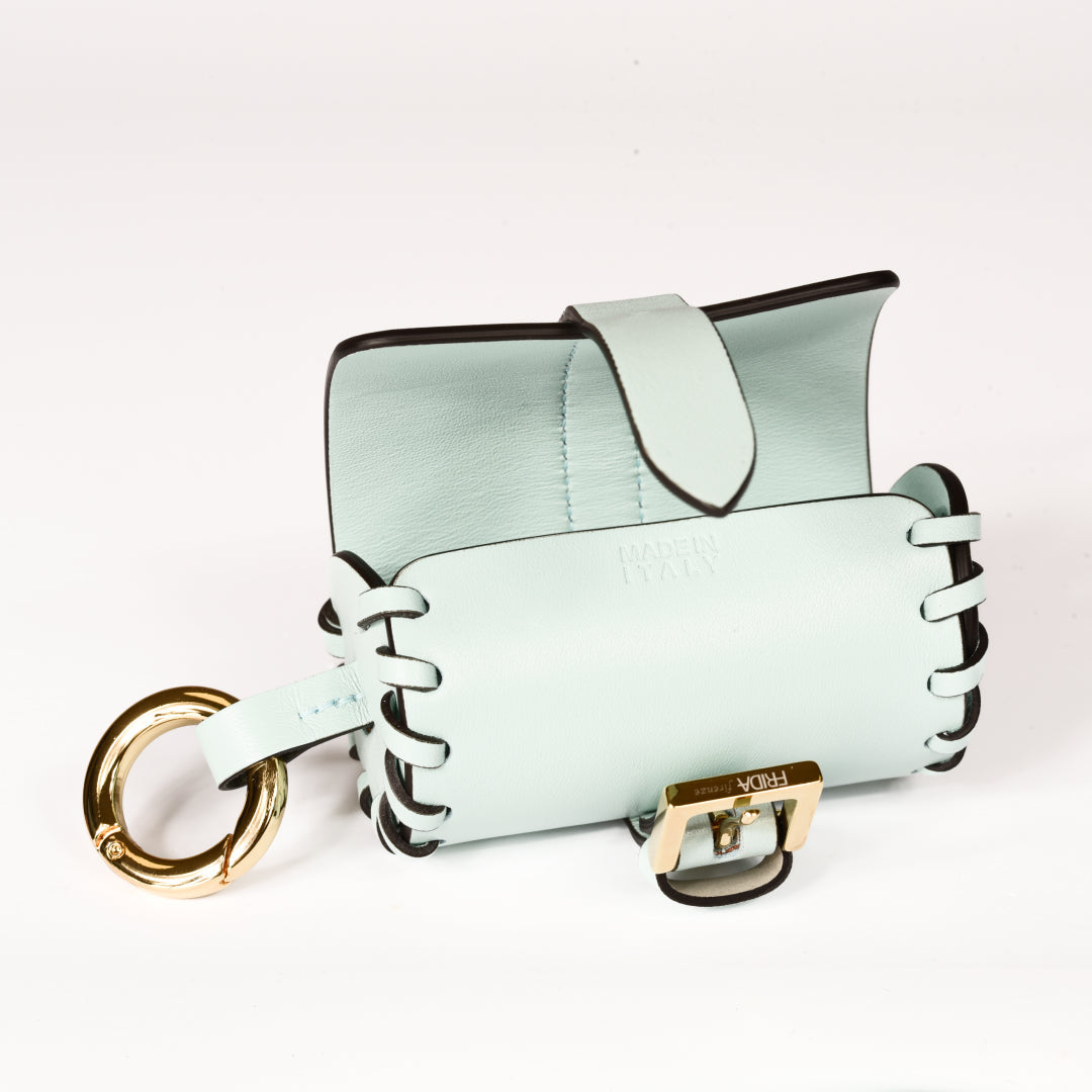 Napa Leather Dog Waste Bag Holder in Cloud, Made in Italy