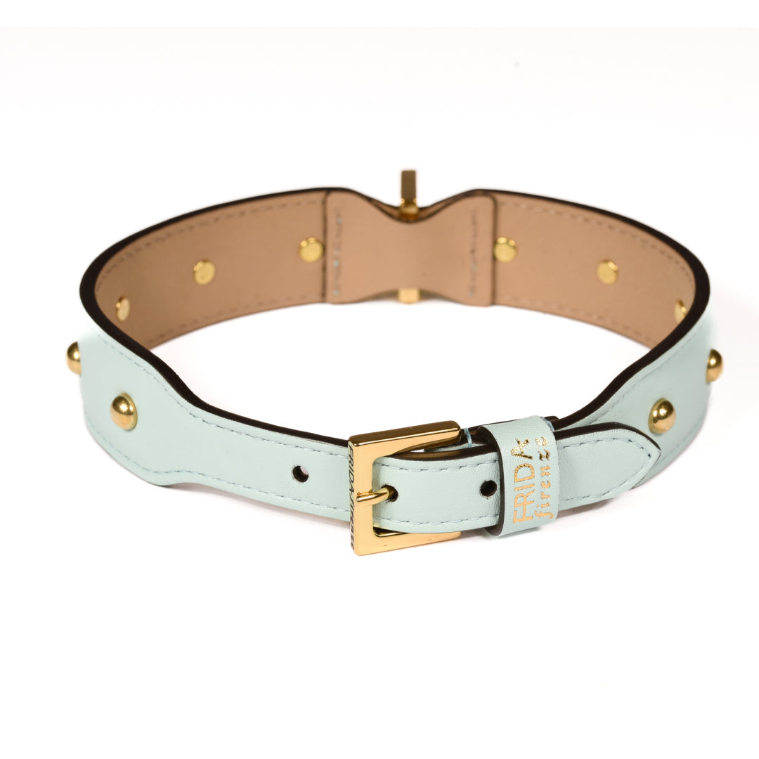 Leather Dog Collar in Cloud - Sphere, Made in Italy
