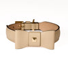 Leather Dog Collar in Mud - Rock Bow, Made in Italy