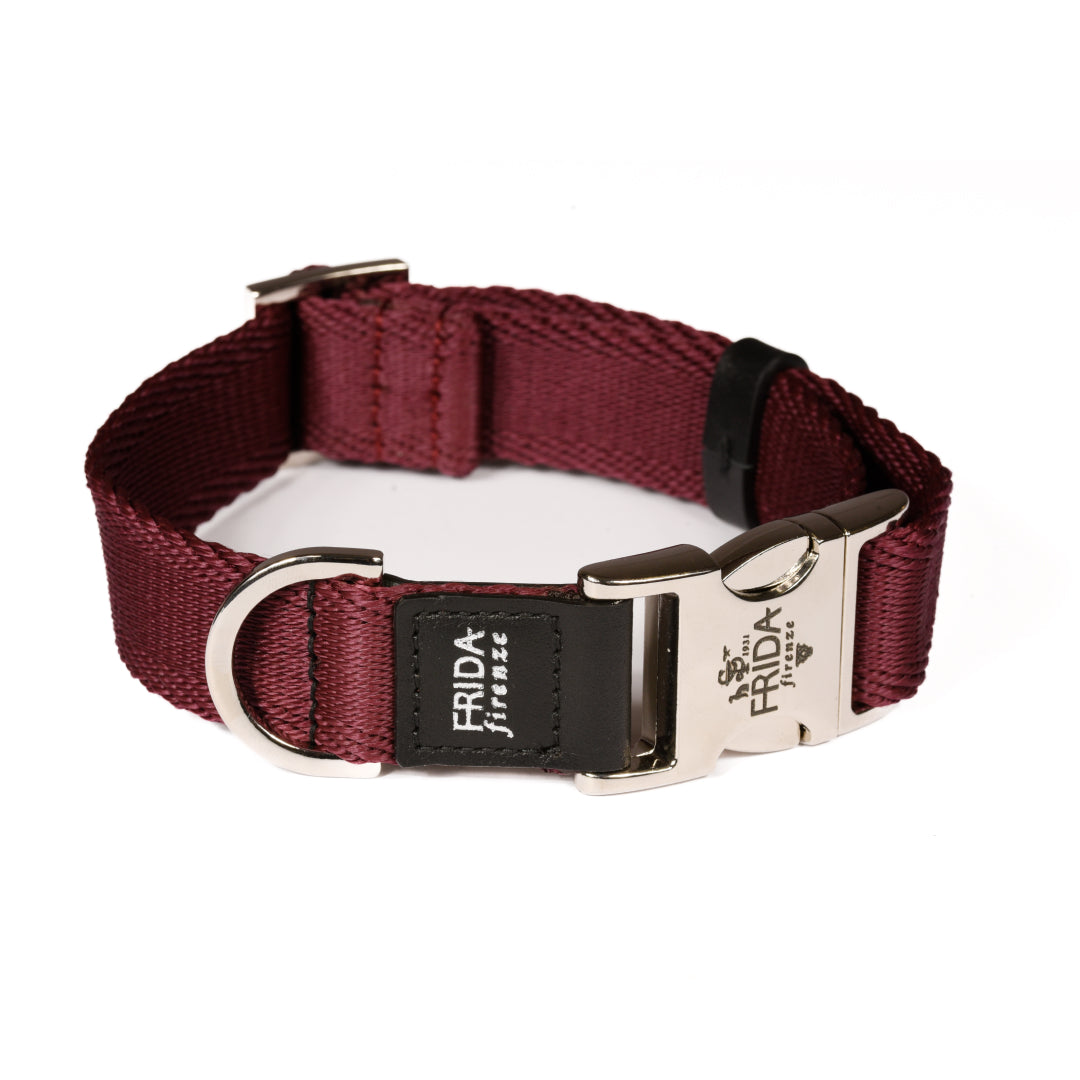 Ribbon Dog Collar in Wine, Made in Italy
