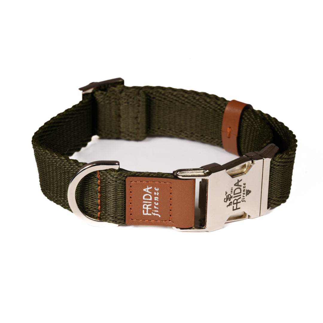 Dog Collar in Military - Ribbon Classic, Made in Italy