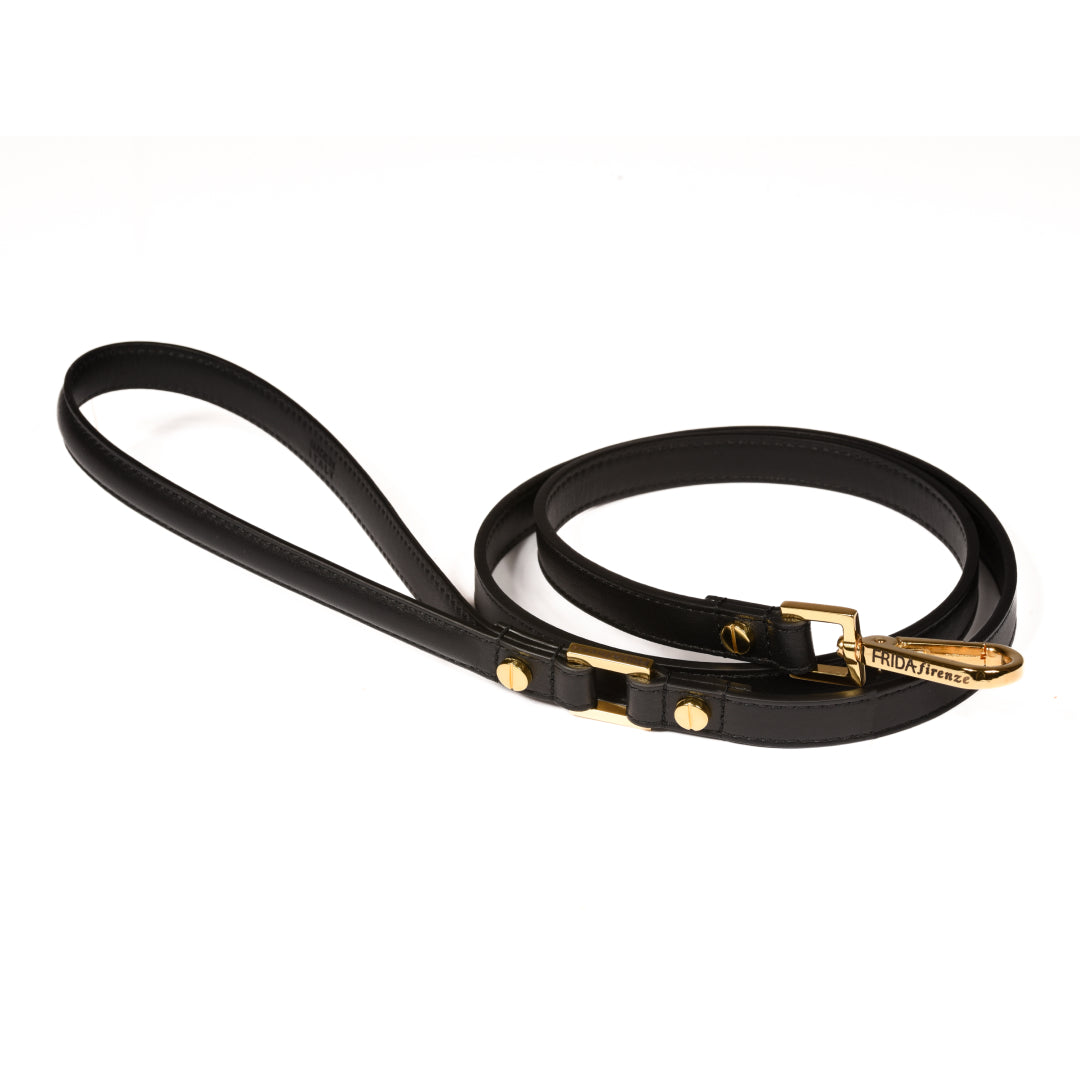Leather Dog Leash in Black - Classic, Made in Italy
