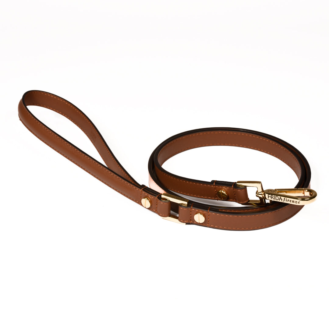 Leather Dog Leash in Brown - Classic, Made in Italy