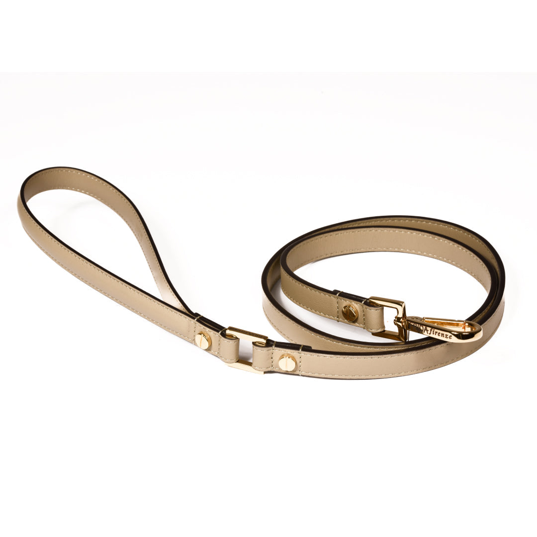 Leather Dog Leash in Mud - Classic, Made in Italy