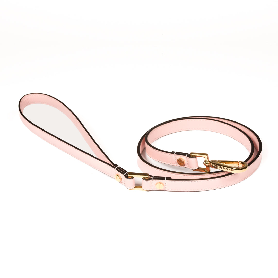 Leather Dog Leash in Pink - Classic, Made in Italy