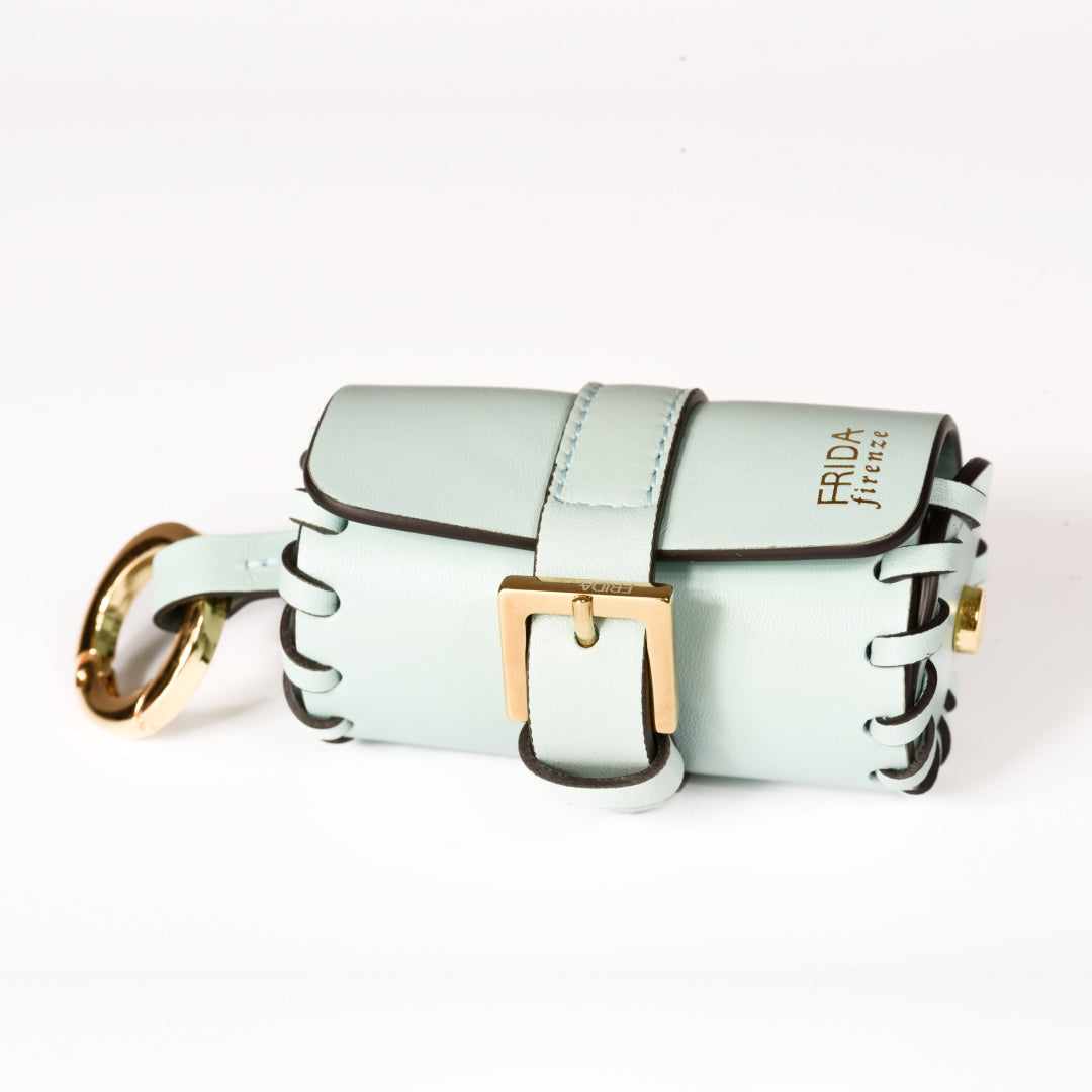 Napa Leather Dog Waste Bag Holder in Cloud, Made in Italy